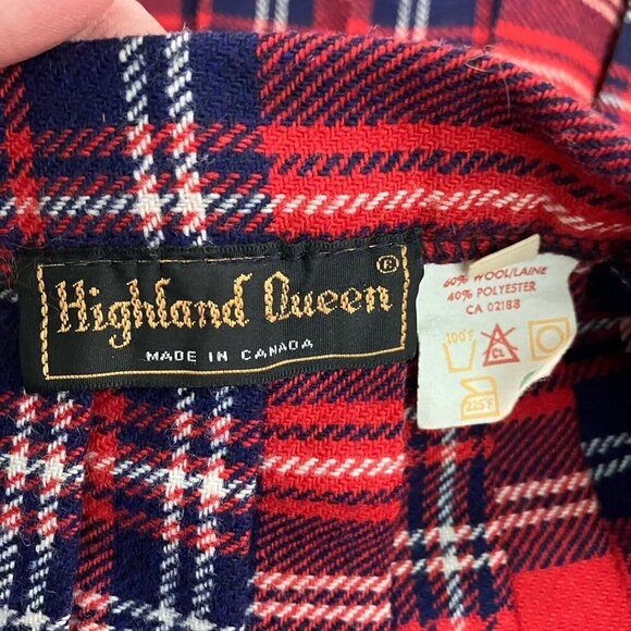 Vintage Highland Queen Kilt Skirt Red Tartan Wool Blend Short Mini - Picture 5 of 9